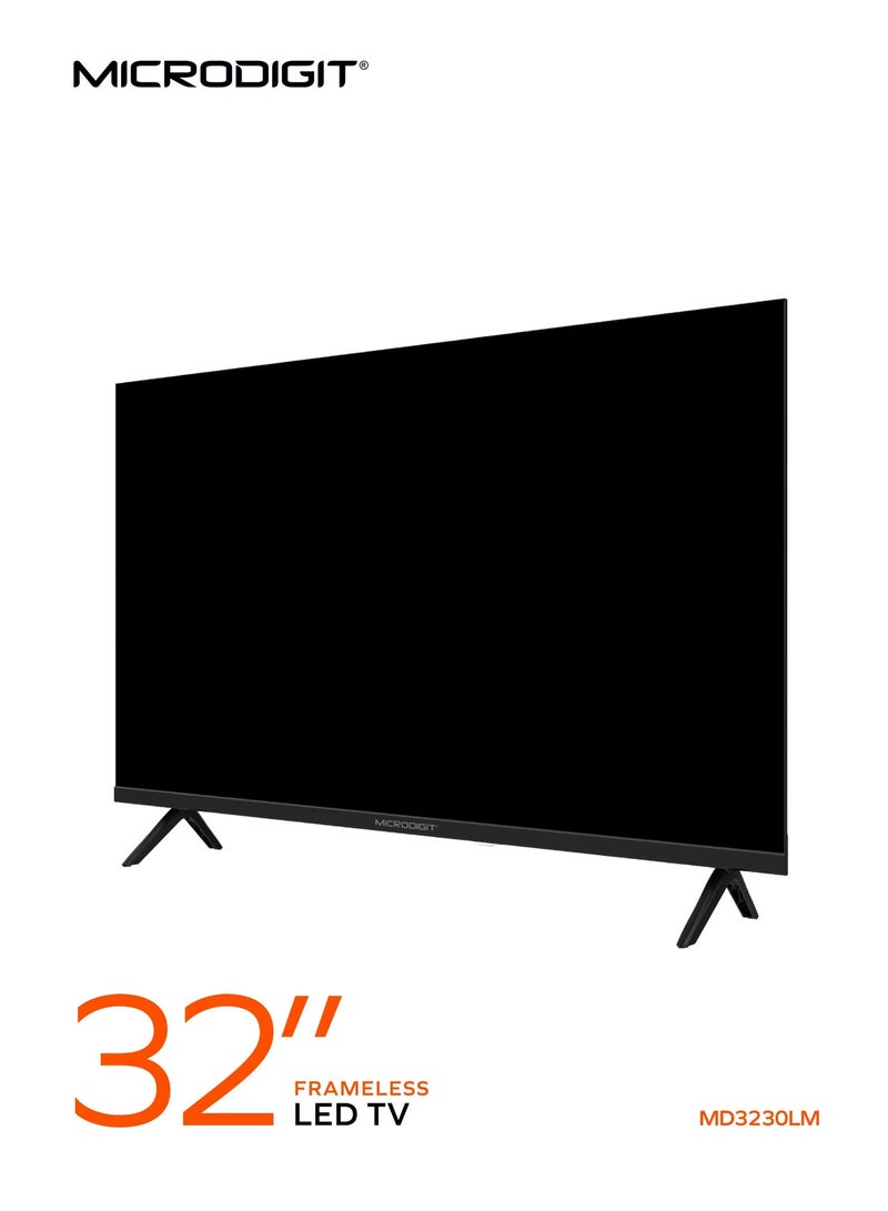 Microdigit 32-Inch Framless Full HD LED TV,  HDMI,USB, PC Input, Auto Motion Plus MD3230LM Black - Image 3