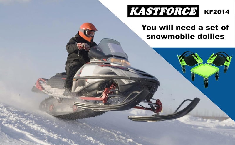 KASTFORCE Snowmobile Dolly Heavy Duty Carries up to 1500 lbs (682 kg) V-Slide with 2.5” Nylon Swivel Casters Rubber Pad Protecting Skis and 2 Pairs of Heavy Duty Straps Firmly Attaching on Skis KF2014 - Image 4