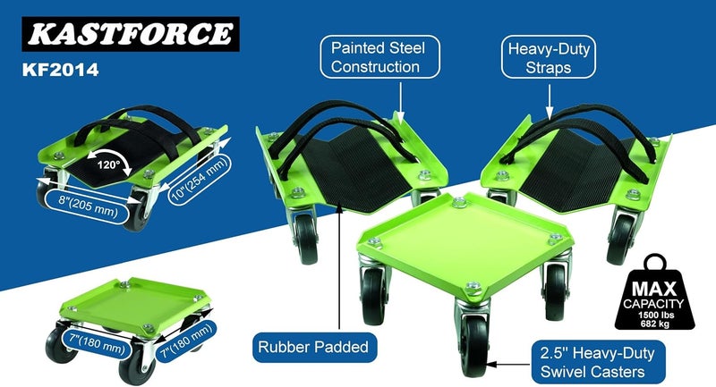 KASTFORCE Snowmobile Dolly Heavy Duty Carries up to 1500 lbs (682 kg) V-Slide with 2.5” Nylon Swivel Casters Rubber Pad Protecting Skis and 2 Pairs of Heavy Duty Straps Firmly Attaching on Skis KF2014 - Image 2