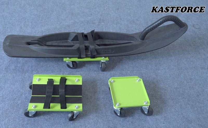 KASTFORCE Snowmobile Dolly Heavy Duty Carries up to 1500 lbs (682 kg) V-Slide with 2.5” Nylon Swivel Casters Rubber Pad Protecting Skis and 2 Pairs of Heavy Duty Straps Firmly Attaching on Skis KF2014 - Image 5