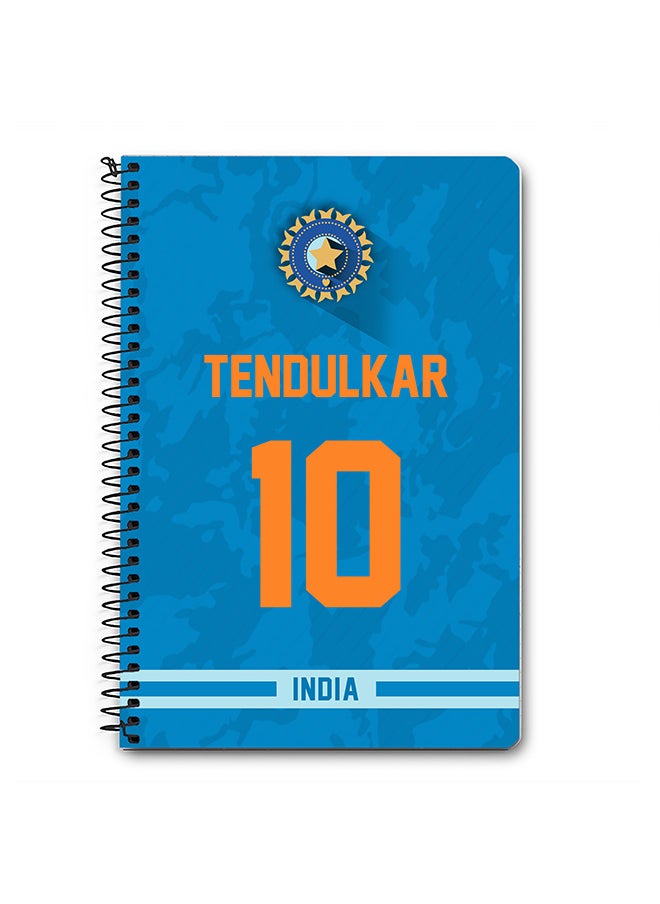 Stylizedd - Designer A5 Spiral Notebook Memo Notepad Journal Player - Sachin Tendulkar, Jersey Number -10 (With Logo) - Image 1
