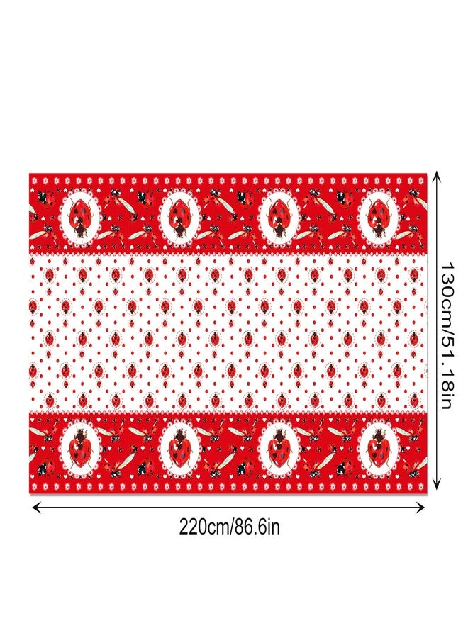 MOZUI 2pcs Ladybugs Party Tablecloths Decorations Insect Party Table Covers Ladybugs Parties Decoration Insect Table Cloth for Kids’ Birthday, Baby Shower, Picnic, Outdoor Dining, 54 x 87 Inch - Image 2