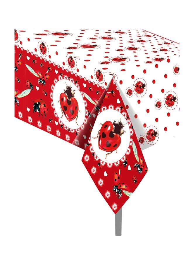 MOZUI 2pcs Ladybugs Party Tablecloths Decorations Insect Party Table Covers Ladybugs Parties Decoration Insect Table Cloth for Kids’ Birthday, Baby Shower, Picnic, Outdoor Dining, 54 x 87 Inch - Image 1