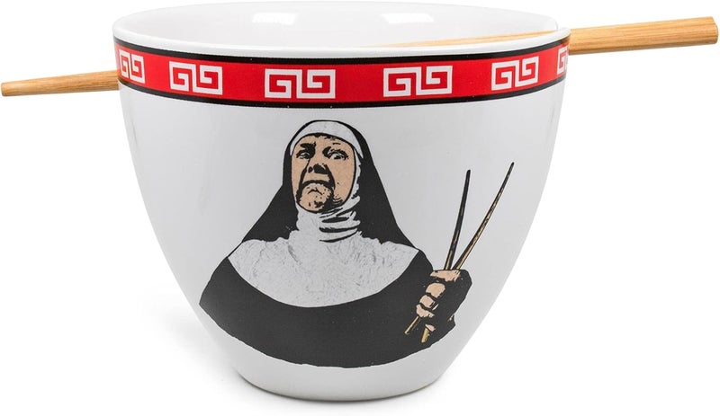 Boom Trendz Bowl Bop Ramen Sister Nun Japanese Ceramic Dinnerware Set  Includes 16Ounce Noodle and Wooden Chopsticks Asian Food Dish For Home  Kitchen Funny Religious Gift Snack Collectible Red - Image 2