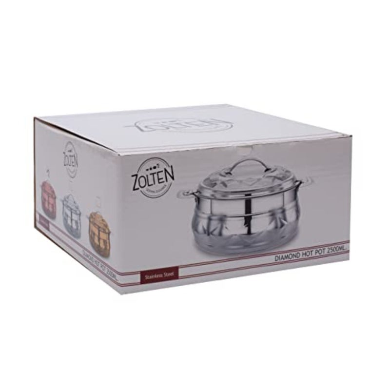 STAINLESS STEEL NEW DIAMOND HOTPOT 2.5 LITERS SILVER COLOUR - Image 3