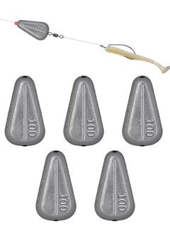 Generic 5 Pack Fishing No-Roll Sinker Fishing Lead Weights for Catfish Rig, Surf Fishing (100g) 