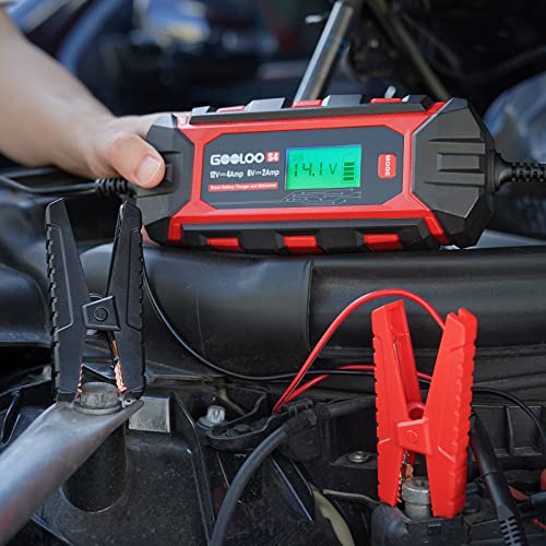 GOOLOO S4 4 Amp Car Battery Charger Automotive, 6V/2A 12V/4A Smart Trickle Charger Maintainer with Supply Mode, Automatic Motorcycle Battery Charger for Truck Lawn Mower RV Boat Lead-Acid Battery - Image 4