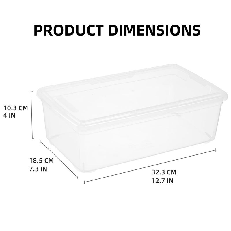 novelinks 12 Pack 6QT Plastic Storage Bins with Lids, Stackable Clear Containers with Latches, Durable Nestable Boxes for Office, Home, Garage, Shoes Organization - Image 2