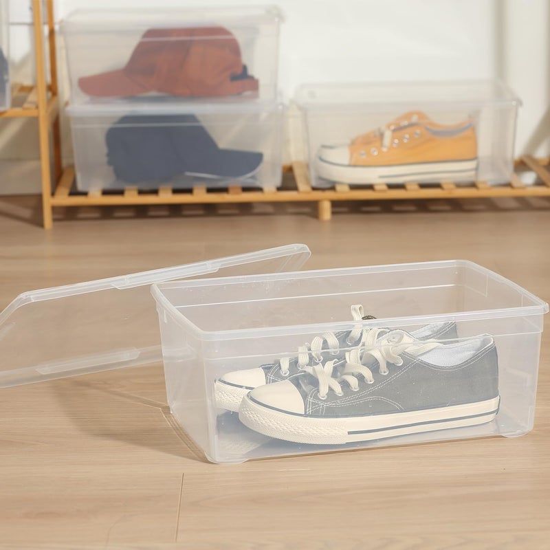 novelinks 12 Pack 6QT Plastic Storage Bins with Lids, Stackable Clear Containers with Latches, Durable Nestable Boxes for Office, Home, Garage, Shoes Organization - Image 4