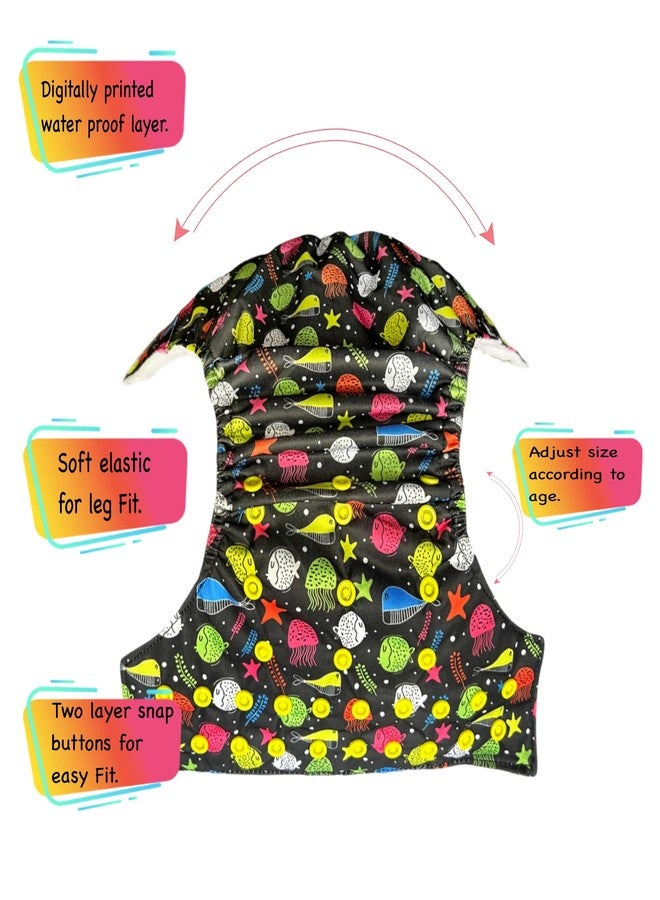 Dumbledo Premium Cloth Diaper with Black Insert (Pack of 6) | Snug Fit | Breathable | Quick Dry | Perfect for Indian Summers | 3 Months - 3 Years | Unisex Baby - Image 3