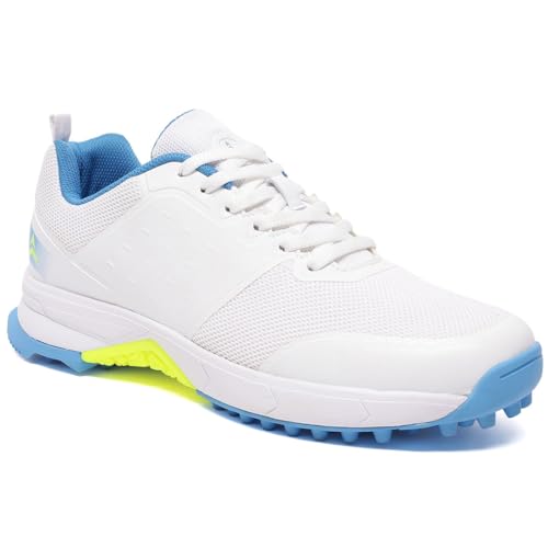 AVANT Men's Active Force Cricket Shoes - Anti Skid Shoes with Rubber Outsole,Lightweight and Durable, Comfortable Cushioning,Outdoor Shoes Ideal for Turf, Ground Surfaces (AVMSH200CL01UK8_White/Teal) - Image 1