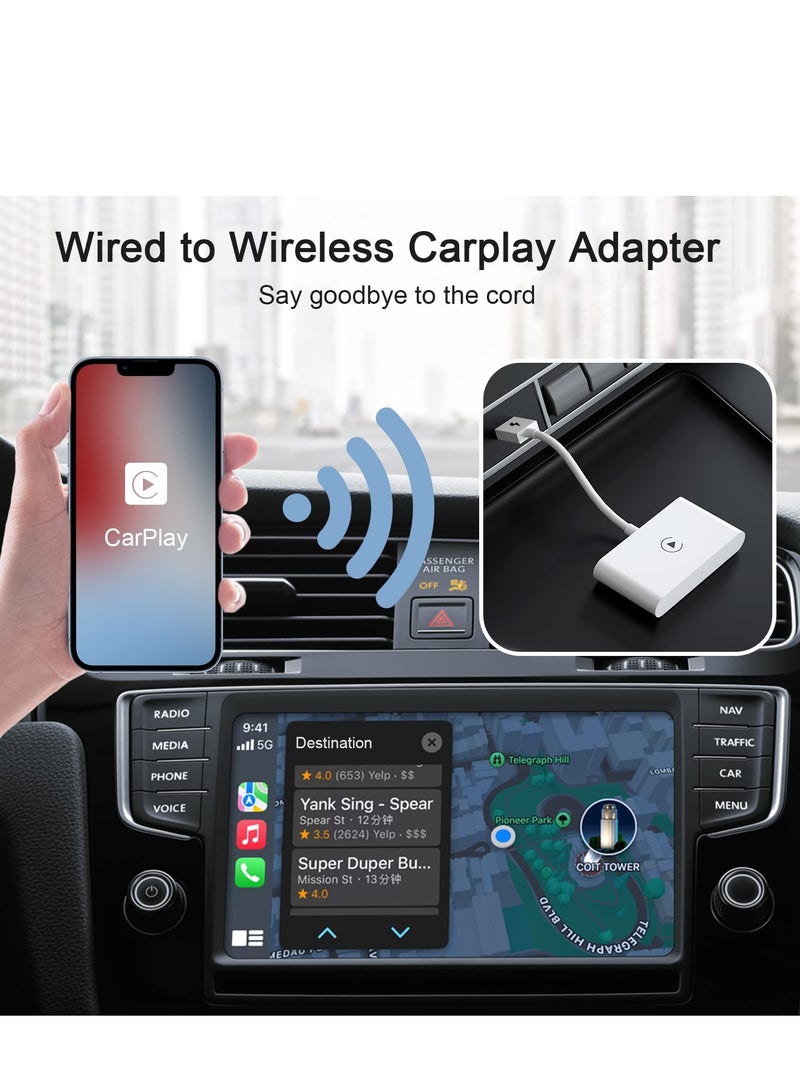 Wireless CarPlay Adapter for iPhone - Convert Wired CarPlay to Wireless with 5GHz WiFi, Bluetooth Connectivity, Auto-Connect, and Online Updates for iOS 13+ Vehicles. - Image 2