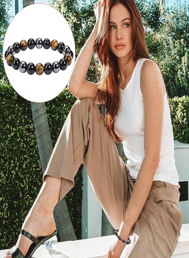 Trishakti PRODUCTS - The life healing products Triple Protection Combined Tiger Eye Hematite Black Obsidian Bracelet for Vastu Feng Shui Chakra Aura Personal Reiki Healing Crystals - Image 4