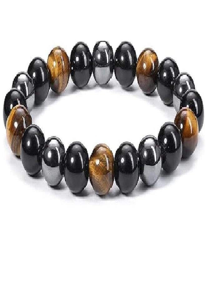 Trishakti PRODUCTS - The life healing products Triple Protection Combined Tiger Eye Hematite Black Obsidian Bracelet for Vastu Feng Shui Chakra Aura Personal Reiki Healing Crystals - Image 1