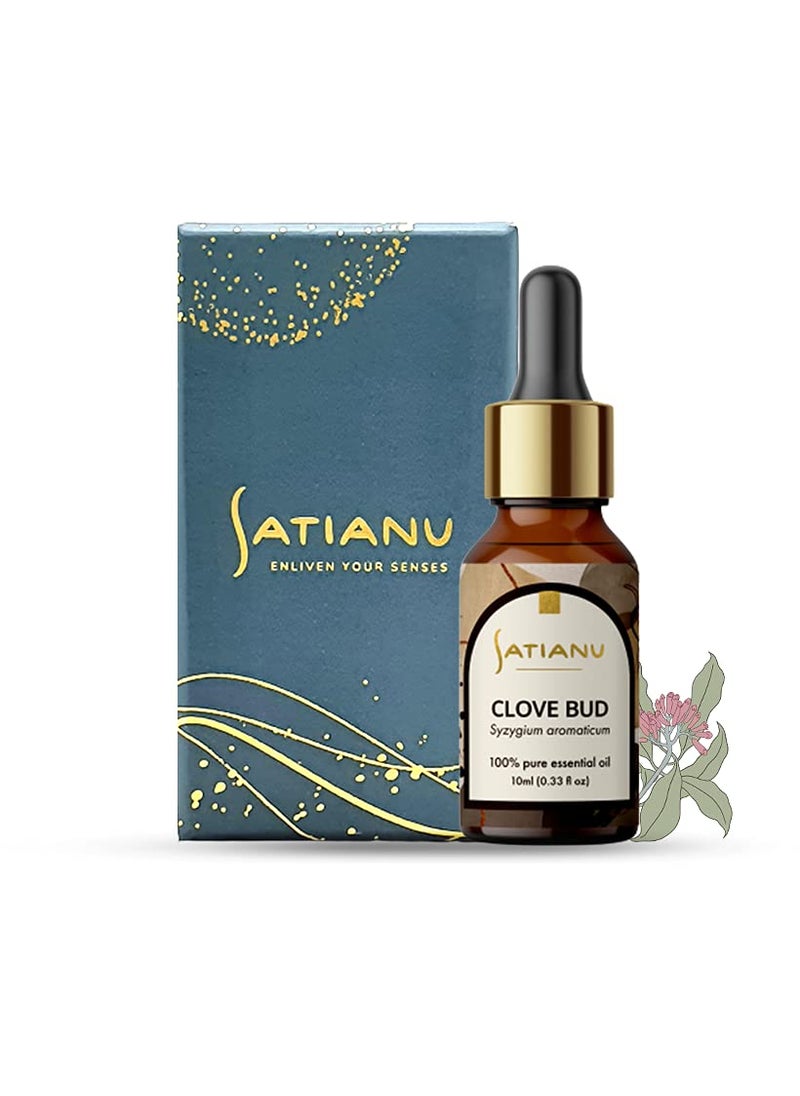 Satianu Satianu Pure Natural Clove Bud Therapeutic Essential Oil for Aromatherapy Hair Skin Care Helps in Toothaches Cold Pain Relieves Stress Helps in Sleep 10 ML  - Image 1