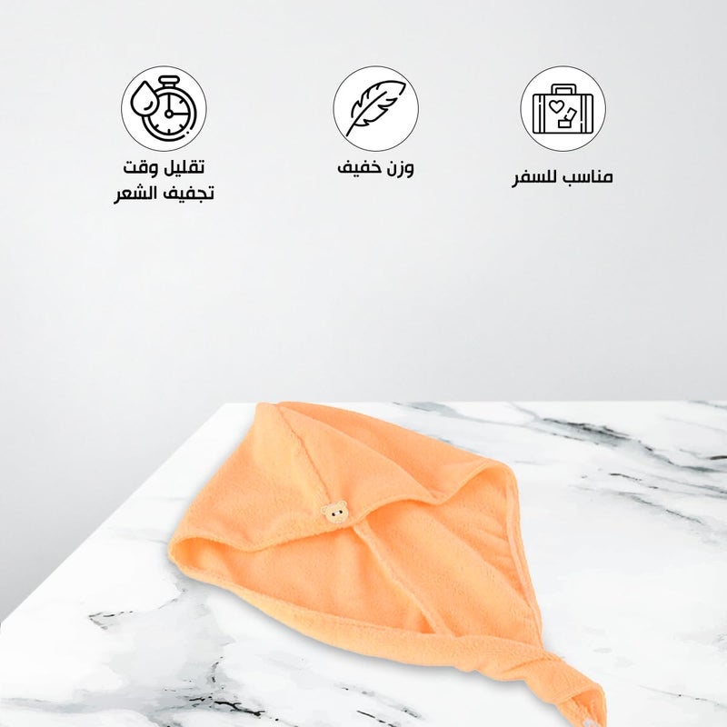 Microfiber Hair Dry Cap Colorful Super Absorbent Quick Dry Hair Towel for Women Long Hair Wrap Cap Bathroom Showering, Quick Dry, Hair Turban for Wet & Curly Hair (Orange) - Image 2