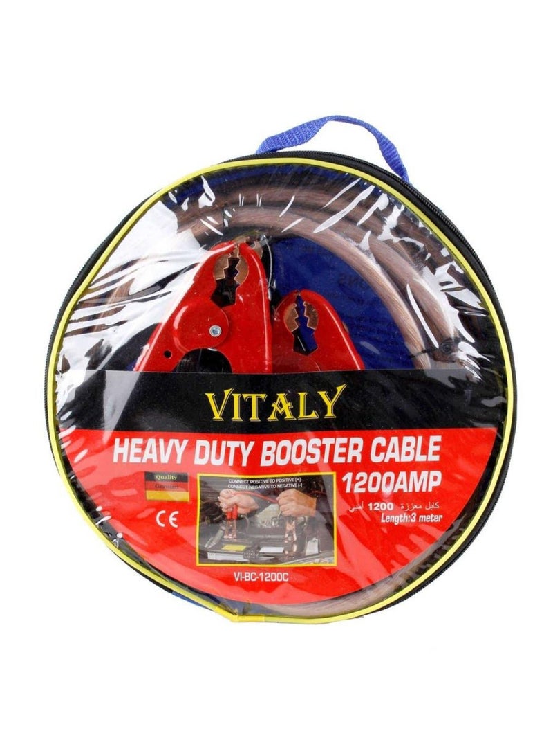 VITALY Heavy Duty Automotive Booster Cable W Carry Bag 1200 Amps Clear