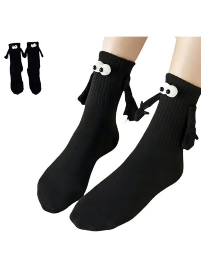 Mordely Funny Black Crew Socks with 3D Eyes and Arms, Novelty Cartoon Socks for Women and Men, Cute Weird Socks for Daily Wear, Party, Holiday Gift, 1 Pair - Image 2