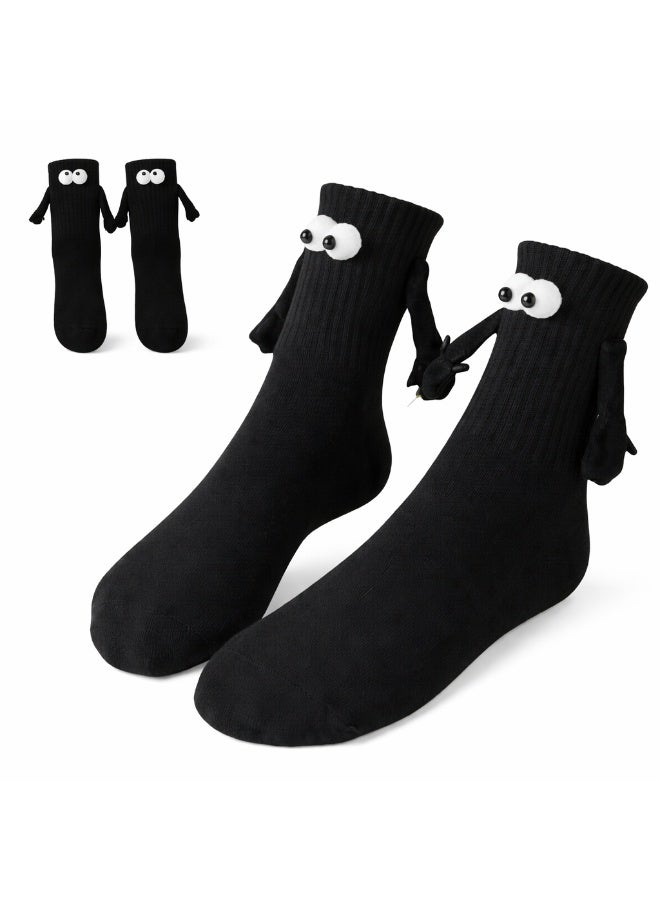 Mordely Funny Black Crew Socks with 3D Eyes and Arms, Novelty Cartoon Socks for Women and Men, Cute Weird Socks for Daily Wear, Party, Holiday Gift, 1 Pair - Image 1