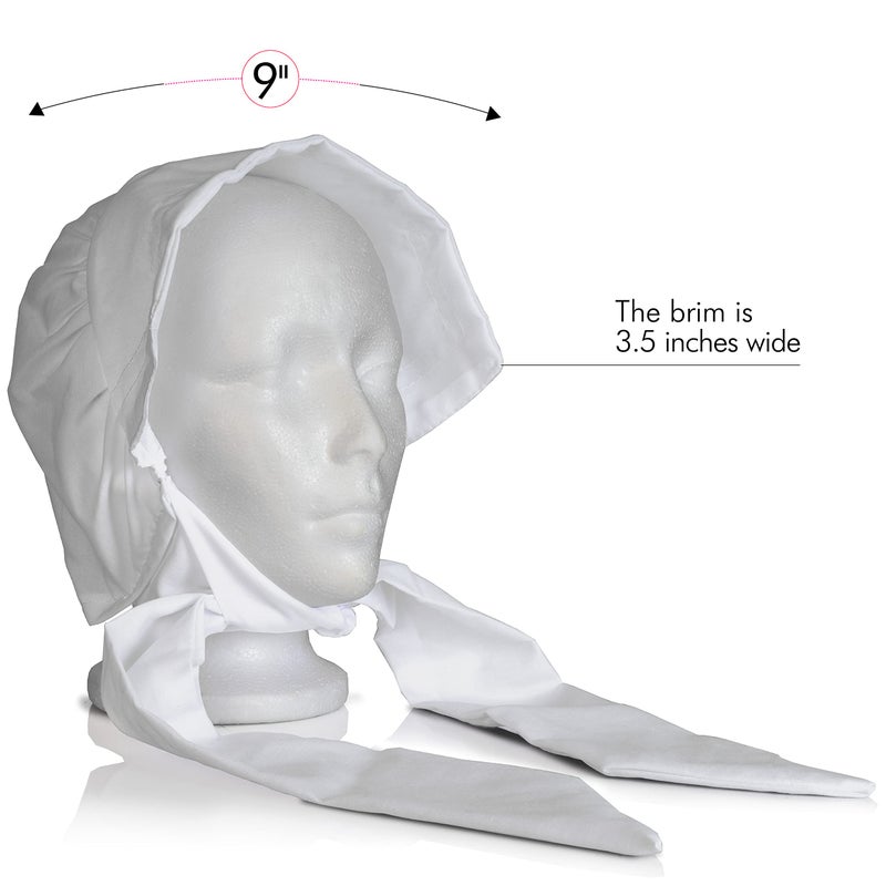 Skeleteen Colonial Pioneer Womens Bonnet - Revolutionary War White Pilgrim Women Bonnets Sun Hats Dress Up Costume Accessories - Image 5