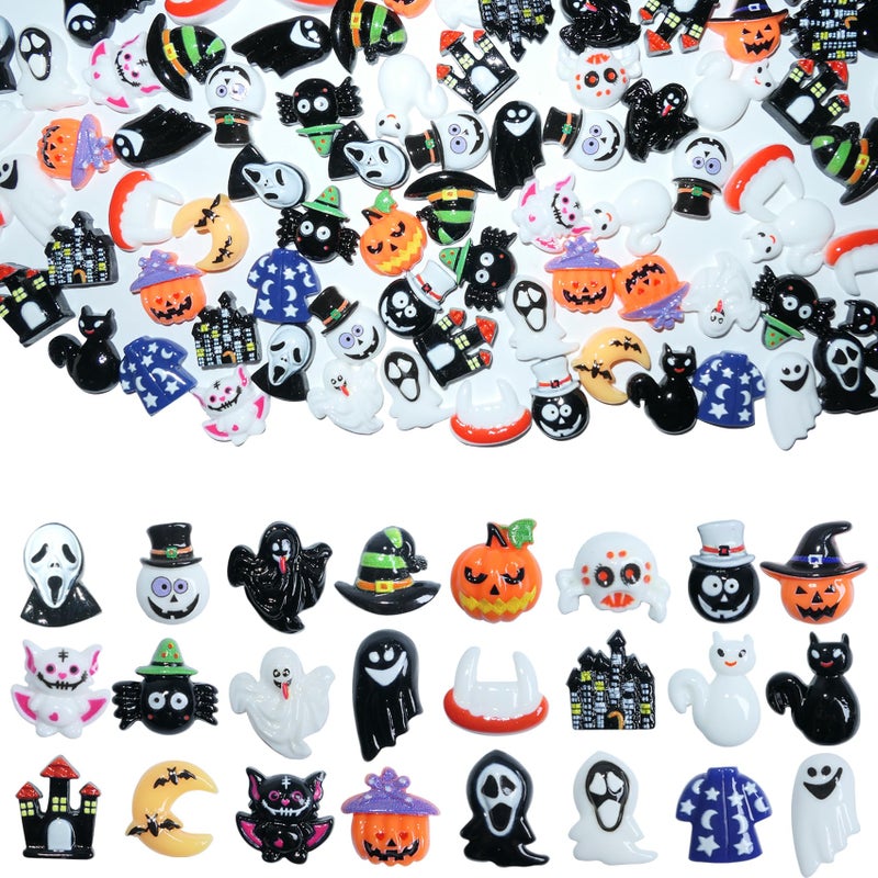 HADDIY Halloween Resin Charms for Crafts100 Pcs Flatback Slime Charm Beads Miniature Ornaments for Halloween Embellishments Scrapbook and Mini Decorations