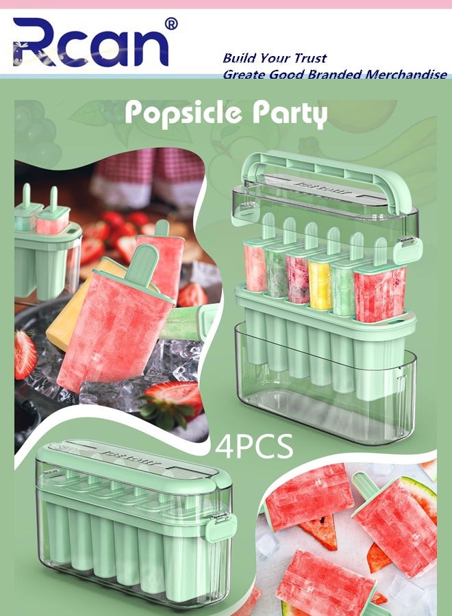 Rcan Homemade Popsicle Molds Set With Popsicle Sticks Food Grade Silicone Ice Pop Maker Leak Proof Easy Release Large Capacity Silicone Popsicle Molds With Anti Slip Handles Easy Release BPAfree Popsicle Maker Molds - Image 1