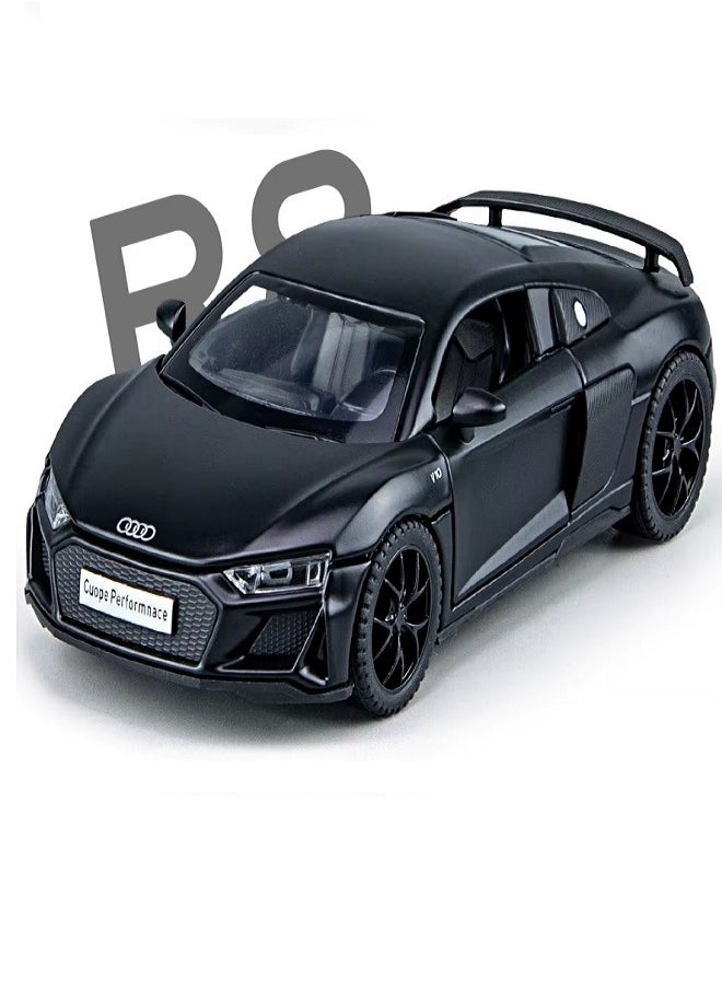die cast 1:32 Compatible for Audi R8 Coupe Model Car Toy, Zinc Alloy Pull Back Toy car with Sound and Light for Kids & Adults (Black)  - Image 1
