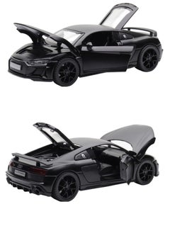 die cast 1:32 Compatible for Audi R8 Coupe Model Car Toy, Zinc Alloy Pull Back Toy car with Sound and Light for Kids & Adults (Black)  - Image 2
