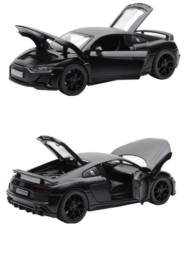 die cast 1:32 Compatible for Audi R8 Coupe Model Car Toy, Zinc Alloy Pull Back Toy car with Sound and Light for Kids & Adults (Black)  - Image 2