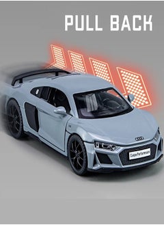 die cast 1:32 Compatible for Audi R8 Coupe Model Car Toy, Zinc Alloy Pull Back Toy car with Sound and Light for Kids & Adults (Black)  - Image 3