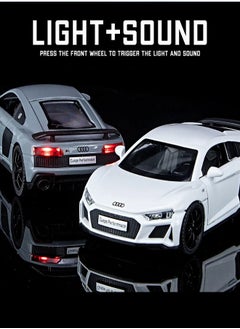 die cast 1:32 Compatible for Audi R8 Coupe Model Car Toy, Zinc Alloy Pull Back Toy car with Sound and Light for Kids & Adults (Black)  - Image 4