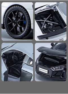 die cast 1:32 Compatible for Audi R8 Coupe Model Car Toy, Zinc Alloy Pull Back Toy car with Sound and Light for Kids & Adults (Black)  - Image 5