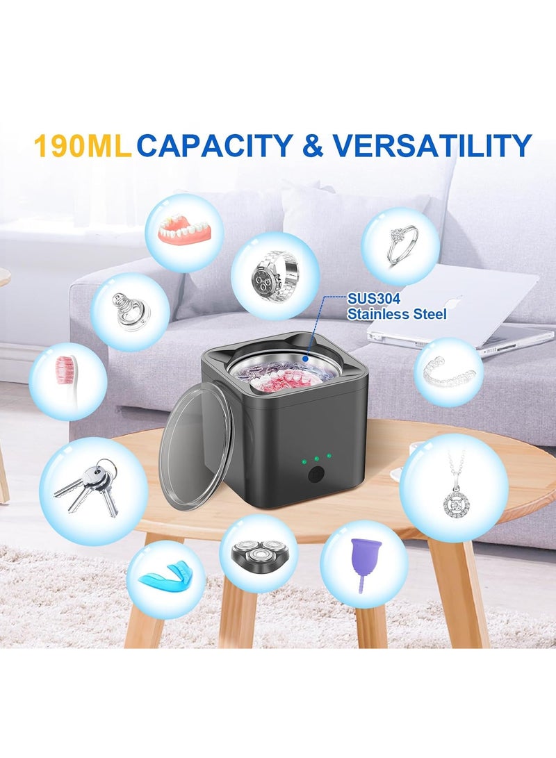 Ultrasonic Retainer Cleaner: L-Link Sonic Cleaner Machine for Retainers, 190ML Stainless Steel Tank for Jewelry, Ring, Invisalign, Toothbrush Head, Diamonds, Rings, Shaver Head - Image 3