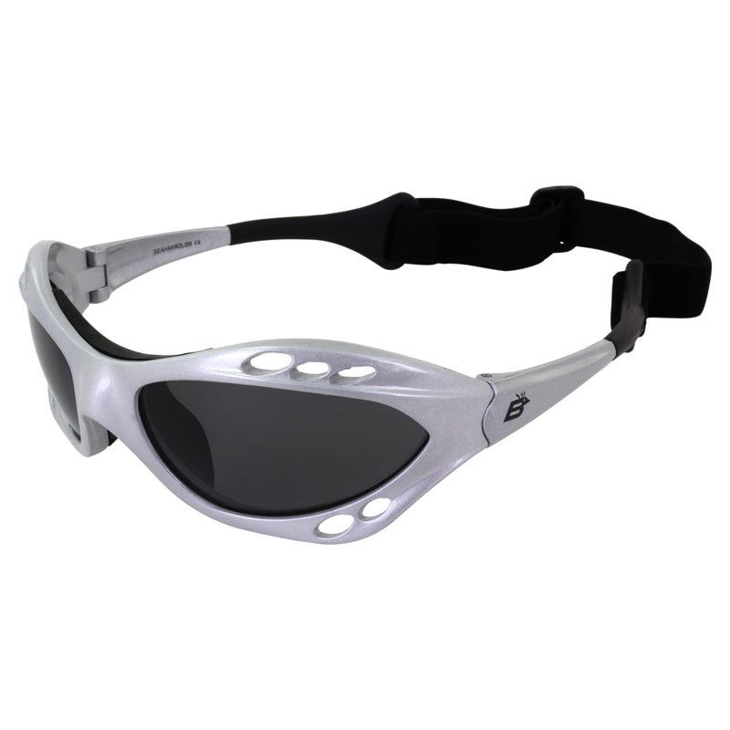 Birdz Eyewear Polarized Goggles Kite Surf Water Sport Surfing Kayaking Jetskiing PWC Personal Water Craft Silver Frame