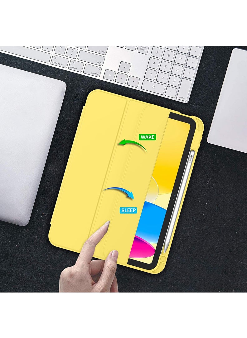 Theodor - Case for iPad Air M3 2025/ M2 2024 11-Inch , iPad Air 5/4 (2022/2020 5th/4th Gen 10.9-Inch) with Pencil Holder, Slim Tablet Cover with Soft TPU Back, Auto Wake/Sleep Yellow - Image 1