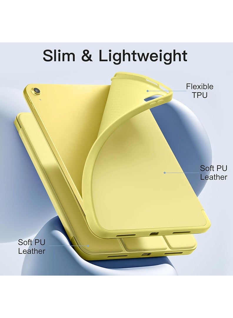 Theodor Slim Smart Case for iPad Air 11 Inch (M4 2026/ M3 2025/ M2 2024) Lightweight Slim Trifold Cover with Pencil Holder, Soft TPU Back, Auto Wake Sleep, Shockproof Protective Tablet Case - Yellow - Image 3