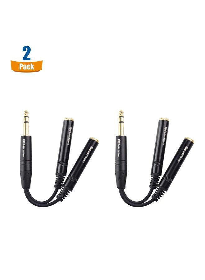 Cable Matters 2-Pack TRS Male to 2X TRS Female 1/4 Splitter Cable (1/4 Inch Headphone Splitter Cable) in Black - 0.2m / 6 Inches - Image 2