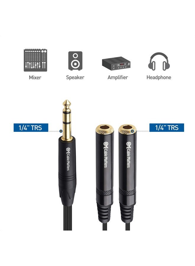 Cable Matters 2-Pack TRS Male to 2X TRS Female 1/4 Splitter Cable (1/4 Inch Headphone Splitter Cable) in Black - 0.2m / 6 Inches - Image 3