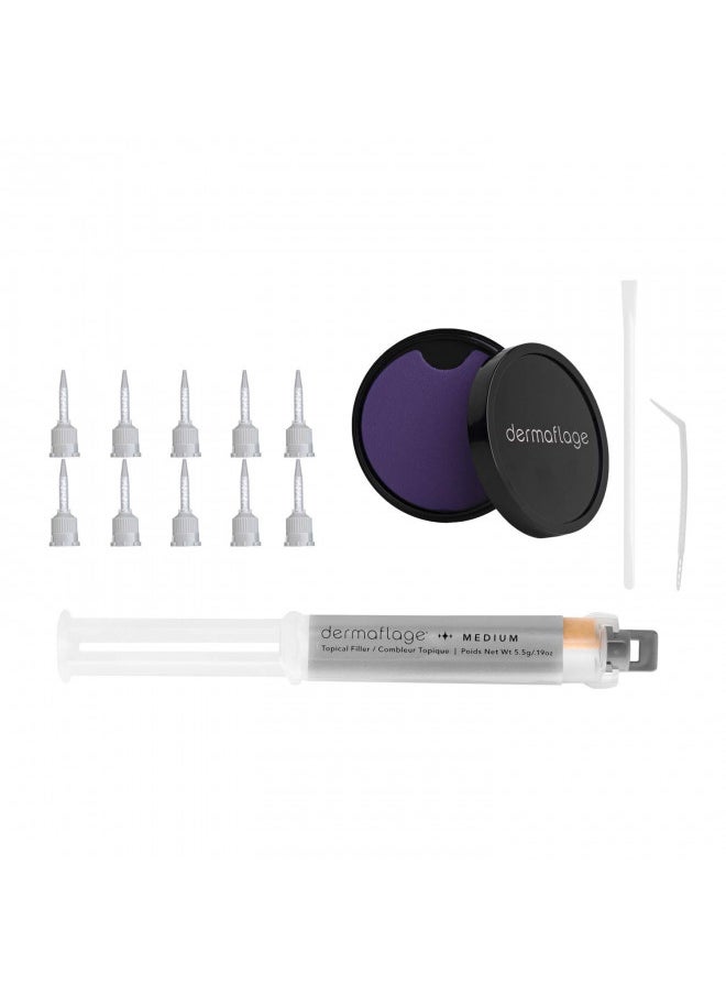 Dermaflage Scar Filler Kit - Medium - Deep Scar Cover and Waterproof Concealer for Acne Scars Wrinkles, and Ice Pick Scars Makeup, 1 mo supply