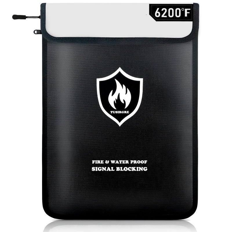 Tusirgre 6200Â°F Upgraded Fireproof Document Bag, 15.7" x 11.4" Faraday Bag, Water Resistant Fireproof Money Bag with Zipper, 18 Layers of Heat Insulated Materials, RFID Blocking Bag, Anti-Theft Anti-Tracking - Image 1