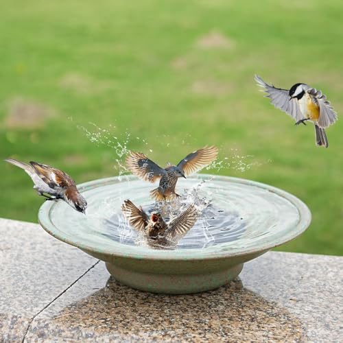 HOUYANG Solar Fountain Bird Bath Metal Bird Bath Bubbler Outdoor Bird Bath Bowl for Outdoors Garden Patio Decor - Image 3