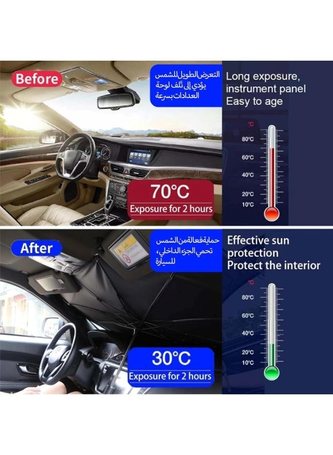 Foldable Car Windshield Sunshade Umbrella 55×31 Inch – UV Protection Heat Insulation Sun Shade for Front Window, Automotive Sunshade for Sedan SUV Truck - Image 4