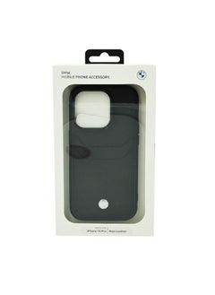 BMW Signature Collection Genuine Leather Cases With Cardslot Embossed Pattern For Iphone 14 Pro Black  - Image 2