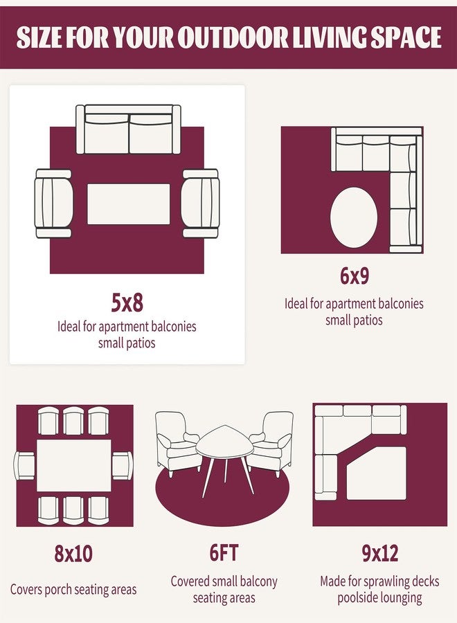 Ileading Outdoor Plastic Straw Rug 5x8ft Funny Floral Style Reversible Patio Area Rugs Waterproof Non Shedding Portable Carpets for Rv Outside Deck Pool Beach Picnic Camping (Orange) - Image 5