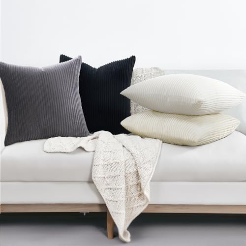 Topfinel Decorative Throw Pillow Covers Cushion CasesSet of 4 Soft Velvet Modern DoubleSided DesignsMix and Match for Boho Farmhouse Fall Home Decor26x26 inch WhiteBlack - Image 3