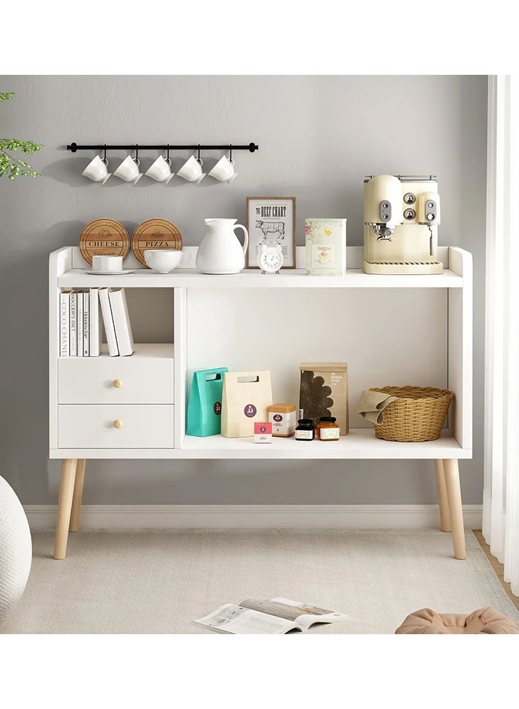 Generic Spacious Cabinet Nice Coffee Corner Useful In The Living Room Office Or School You Can Add A Coffee Machine A Water Kettle Some Nuts Chocolate Pastries Cups And Mugs Thermoses To Keep Coffee Or Tea Hot Add A Vase Add Some Fruits Herbal Tea Storage Boxes Sugar Boxes And Even Coffee Capsules In The Drawers You Can Store Fresh Coffee Or Stirring Spoons Large Storage Capacity With A Distinctive And Elegant Modern Design White Color - Image 1