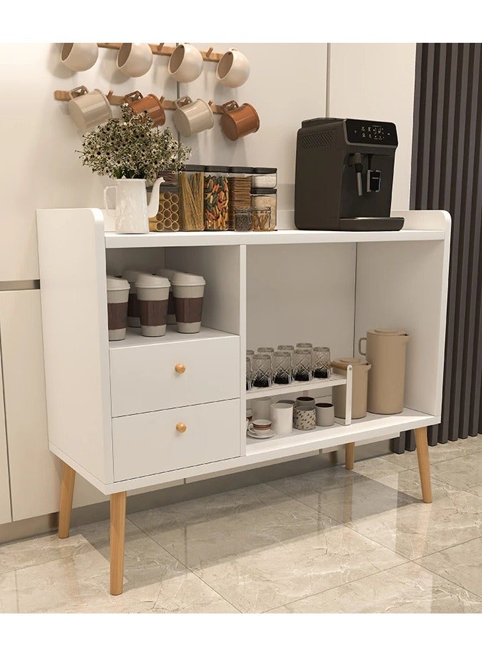Generic Spacious Cabinet Nice Coffee Corner Useful In The Living Room Office Or School You Can Add A Coffee Machine A Water Kettle Some Nuts Chocolate Pastries Cups And Mugs Thermoses To Keep Coffee Or Tea Hot Add A Vase Add Some Fruits Herbal Tea Storage Boxes Sugar Boxes And Even Coffee Capsules In The Drawers You Can Store Fresh Coffee Or Stirring Spoons Large Storage Capacity With A Distinctive And Elegant Modern Design White Color - Image 2