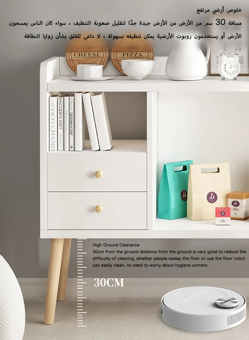 Generic Spacious Cabinet Nice Coffee Corner Useful In The Living Room Office Or School You Can Add A Coffee Machine A Water Kettle Some Nuts Chocolate Pastries Cups And Mugs Thermoses To Keep Coffee Or Tea Hot Add A Vase Add Some Fruits Herbal Tea Storage Boxes Sugar Boxes And Even Coffee Capsules In The Drawers You Can Store Fresh Coffee Or Stirring Spoons Large Storage Capacity With A Distinctive And Elegant Modern Design White Color - Image 5