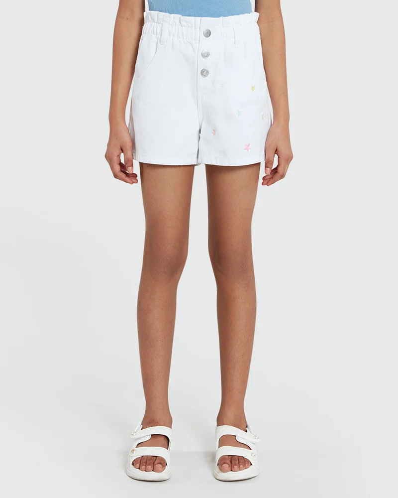 او في اس Girls’ White Paperbag Shorts By OVS