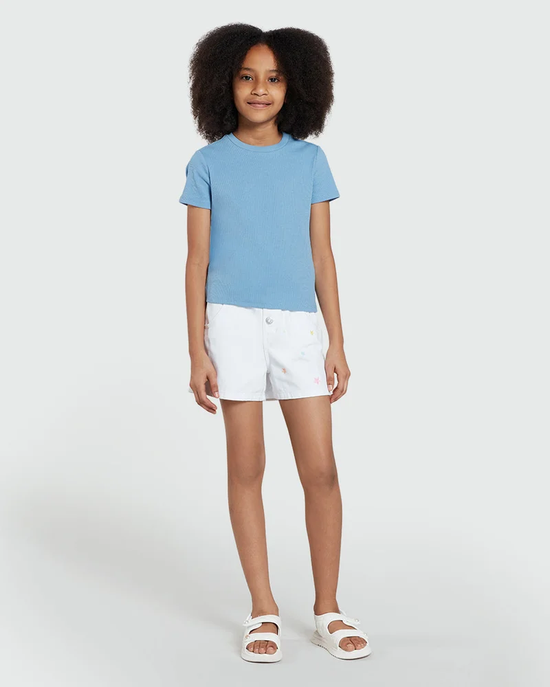 او في اس Girls’ White Paperbag Shorts By OVS